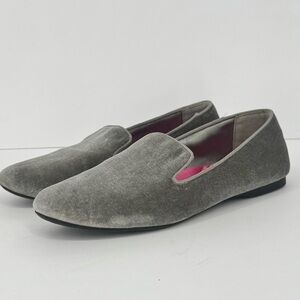 Birdies Starling Silver Grey Velvet Slip On Loafer Flats Shoes 8.5
